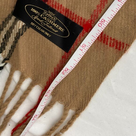 Cashmere Scarf Womens Brown Plaid Fringe Unisex Mens Preppy Classic Winter - Picture 7 of 8